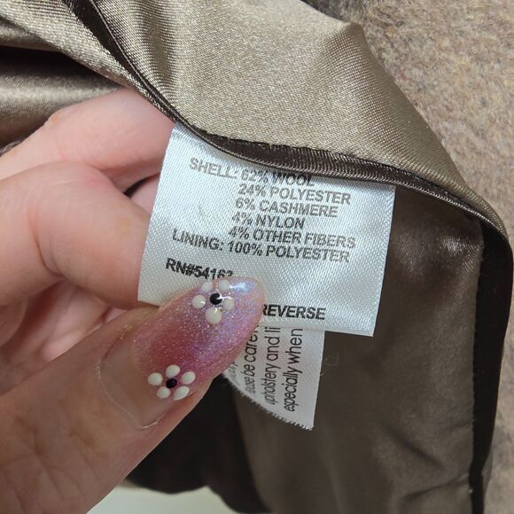 Calvin Klein Wool Blend Double Breasted Coat16 Oat Peacoat Winter Minimalist - Picture 10 of 12